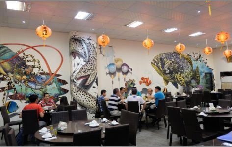 内黄海鲜餐厅墙体彩绘